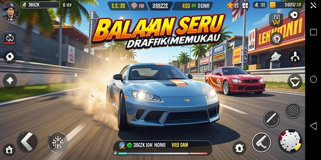 Screenshot gameplay <strong>369ZK</strong> menampilkan aksi balapan yang seru dan cepat.