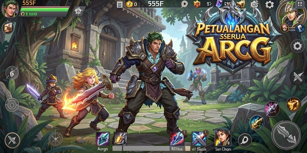 Screenshot menunjukkan petualangan menakjubkan dalam permainan ARPG.
