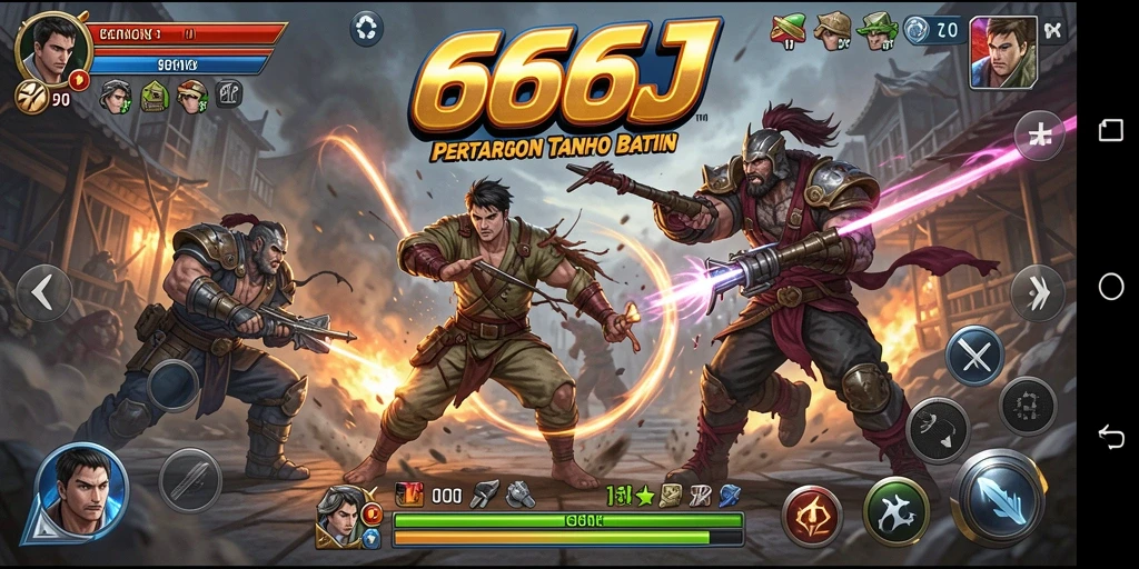 Tampilan gameplay seru dalam pertempuran aksi 666J.