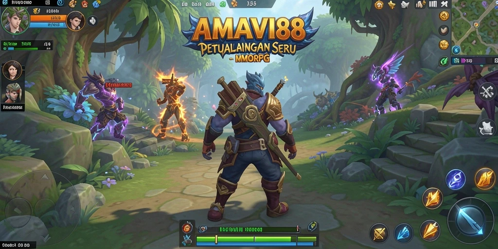 Screenshot gameplay AMAVI88 dengan aksi seru di dalam dunia MMORPG.