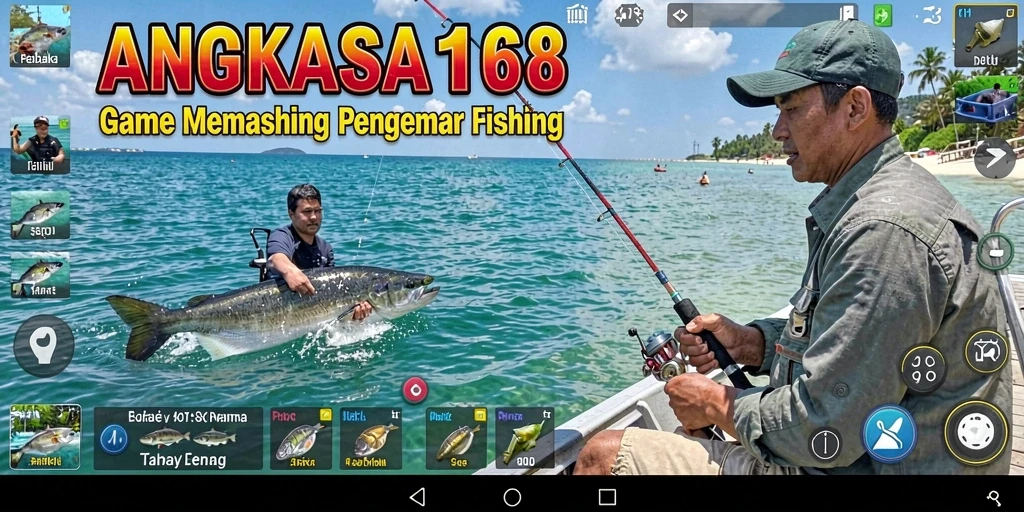 Tampilan gameplay ANGKASA168 yang menarik saat memancing ikan.