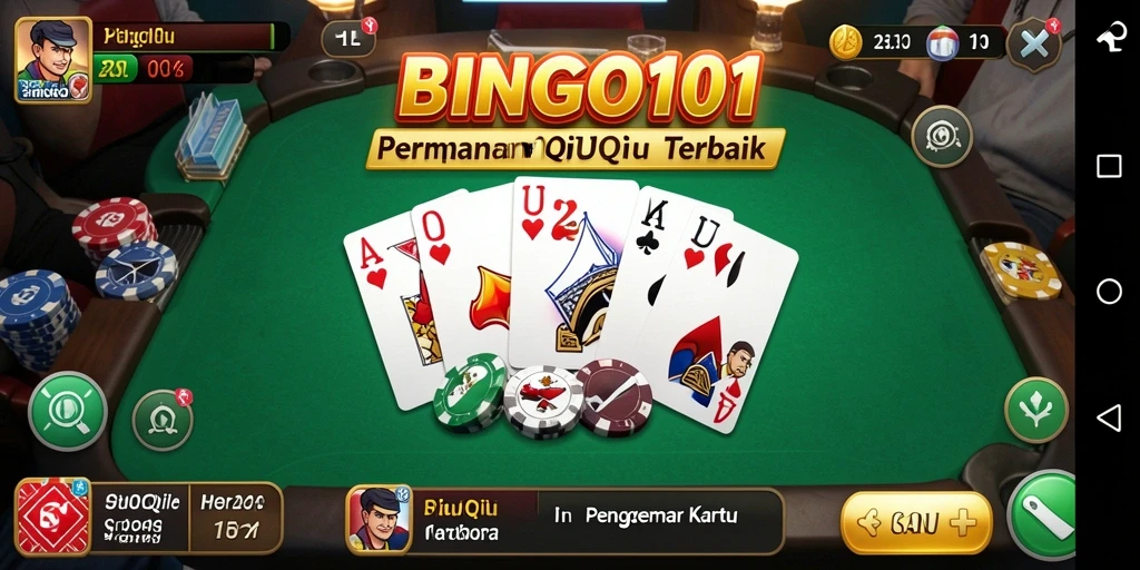 Tampilan menarik dalam BINGO101 yang menunjukkan permainan QiuQiu.