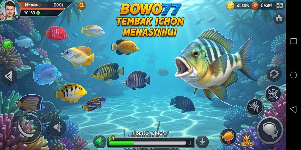 Screenshot gameplay BOWO77 yang menampilkan serunya tembak ikan.