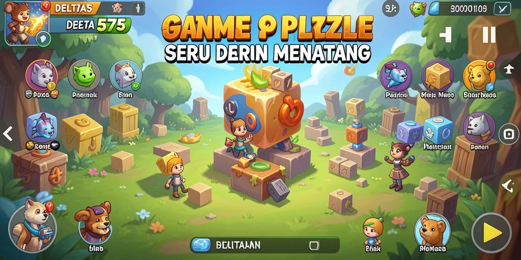 Tampilan gameplay DELTA575 dengan berbagai teka-teki menarik.