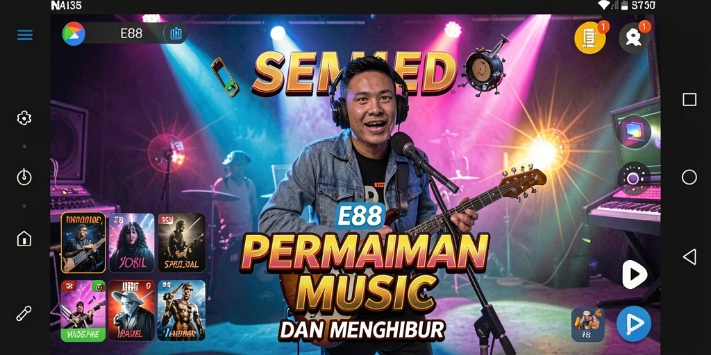 Tangkapan layar E88 menunjukkan pemain menikmati gameplay musik yang seru.