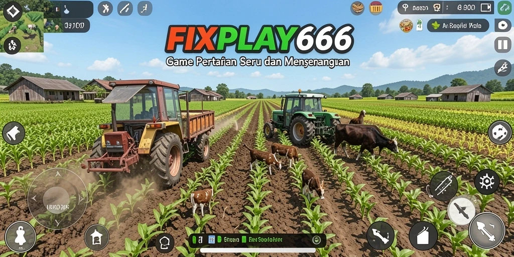 Tangkapan layar gameplay FIXPLAY666 yang menunjukkan aktivitas bertani yang seru.