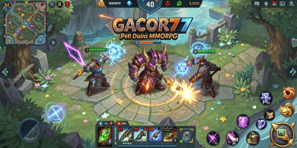 Tangkapan layar GACOR77 menampilkan aksi seru dalam gameplay MMORPG.