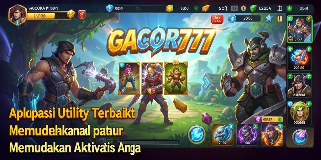 Tampilan utama aplikasi GACOR777 yang menunjukkan fitur-fitur Utility.