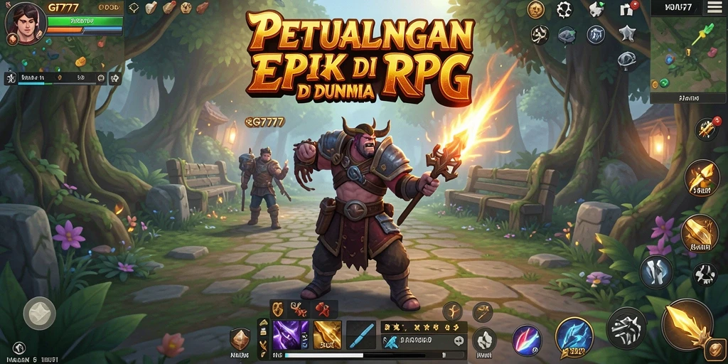 Tangkapan layar gameplay GF777 menampilkan pertempuran epik di dunia RPG.