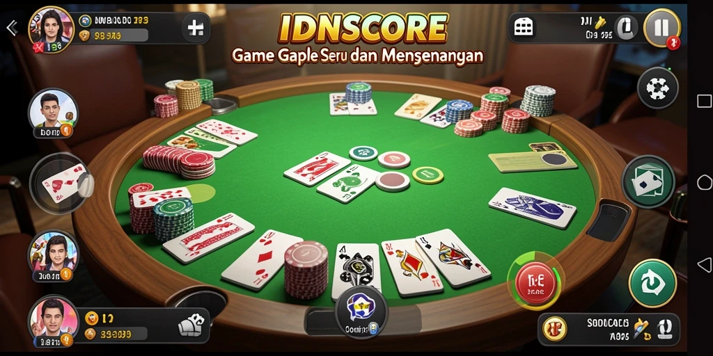 Tampilan gameplay Gaple yang seru dalam IDNSCORE.