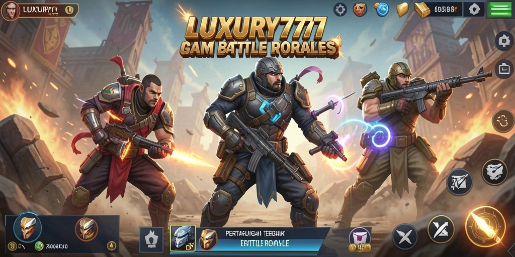 Tampilan gameplay LUXURY777 dengan aksi Battle Royale yang mendebarkan.