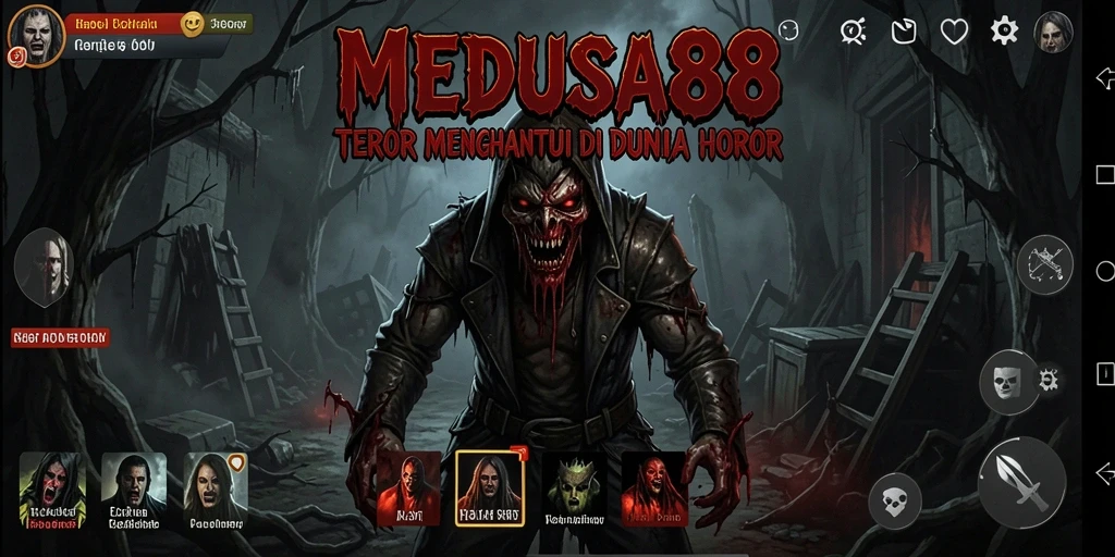 Tampilan gameplay MEDUSA88 menghadirkan suasana horor yang mendebarkan.