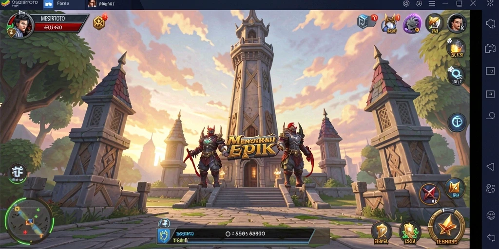Screenshot gameplay MESIRTOTO dengan menara yang siap menghadang serangan musuh.