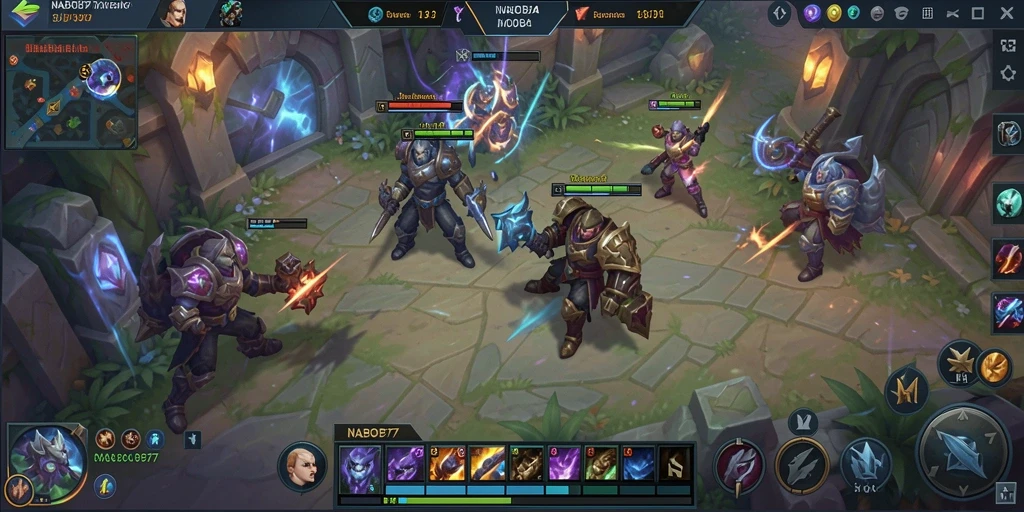 Tampilan gameplay seru dari game MOBA NABOB77.