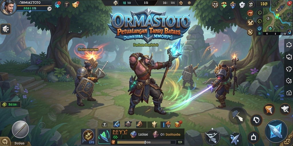 Tampilan gameplay epik ORMASTOTO dalam dunia MMORPG yang megah.