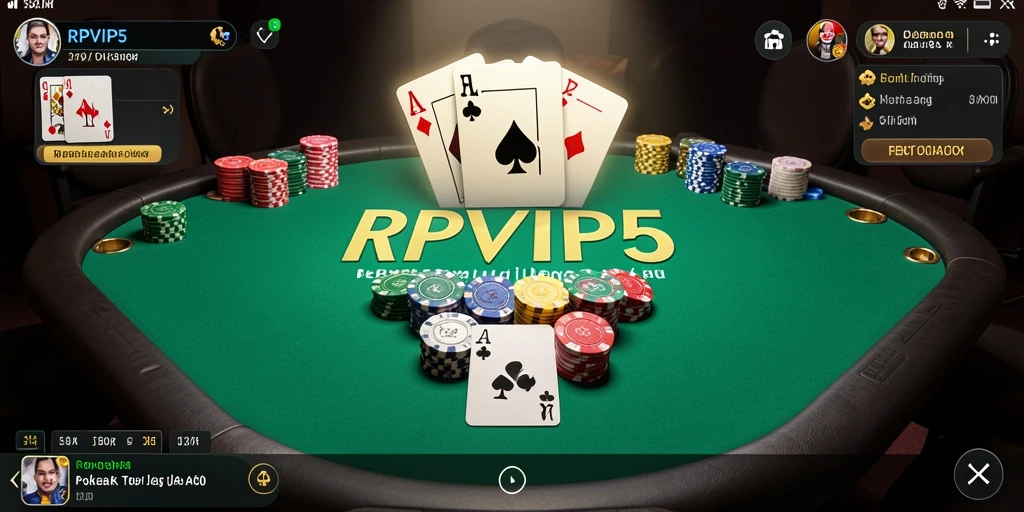 Screenshot gameplay RPVIP5 menampilkan aksi poker yang mendebarkan.