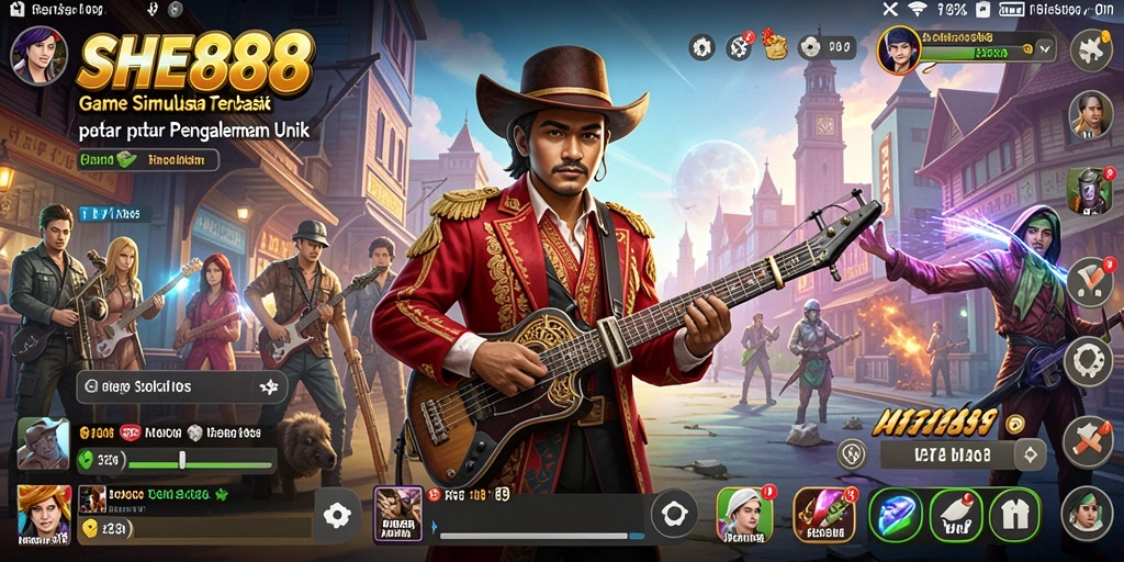 Screenshot utama SHE888 menunjukkan pengalaman gameplay simulasi yang seru.