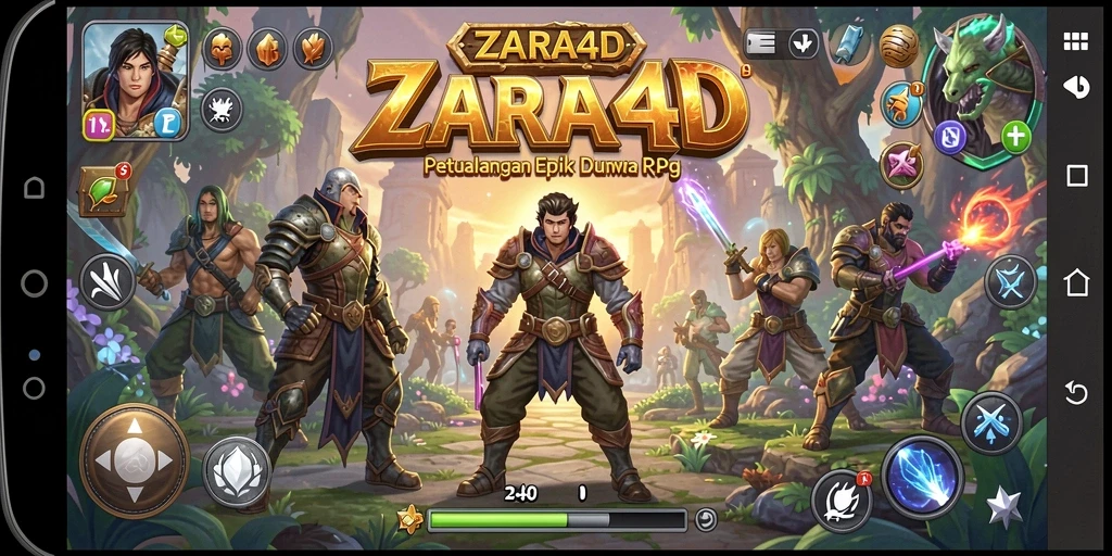 Tampilan gameplay epik ZARA4D yang menampilkan pertarungan seru dalam dunia RPG.